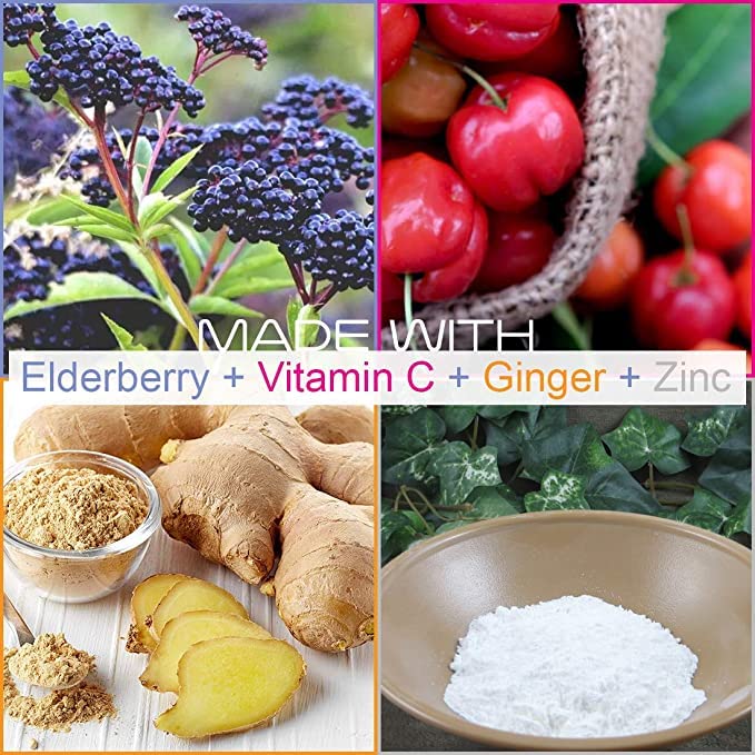 SmarterVitamins Elderberry Vitamin C Ginger Zinc Black Elder Berry Extract Capsules 180