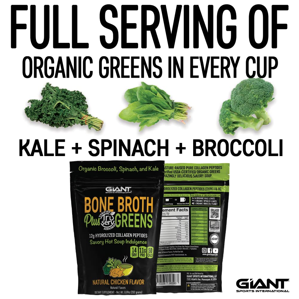 Giant Bone Broth Collagen Plus Greens Powder 8.89 Ounce