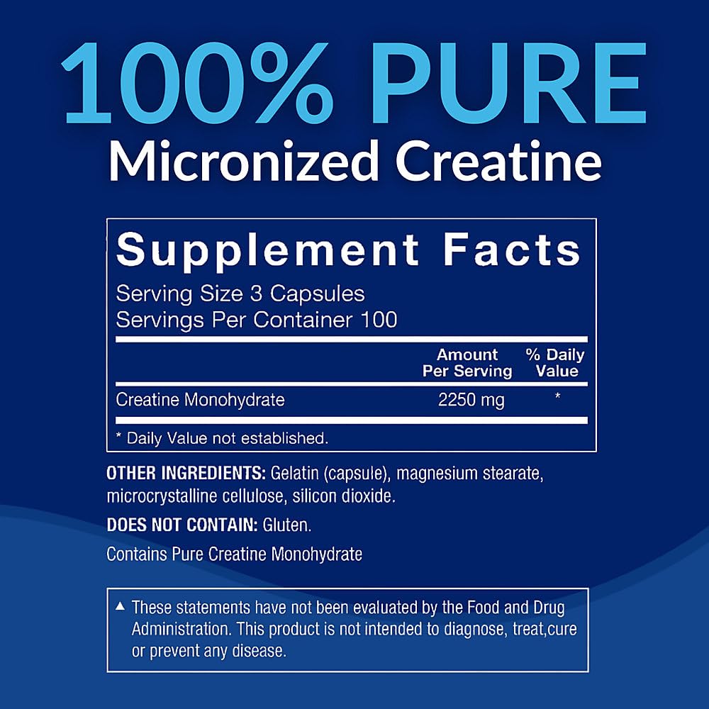 BodyTech Creatine Monohydrate Capsules 2250 mg per Serving, 300 Capsules