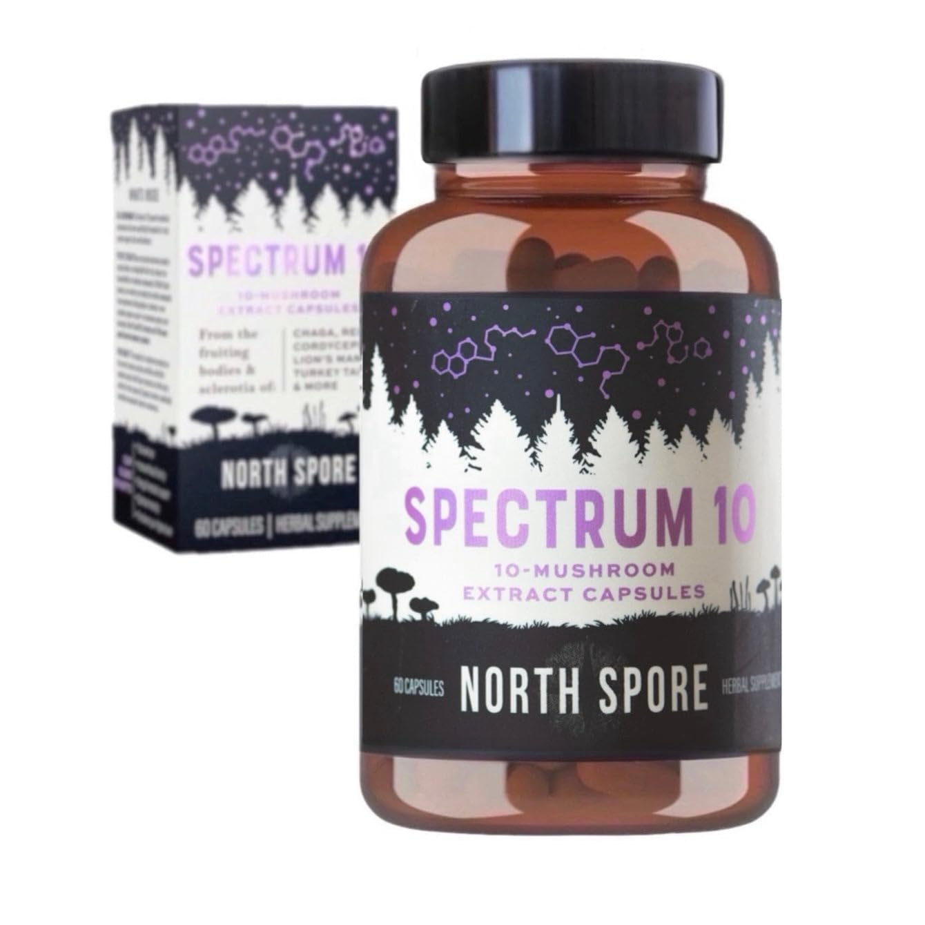North Spore Spectrum 10 Mushroom Extract Supplement Capsules 60