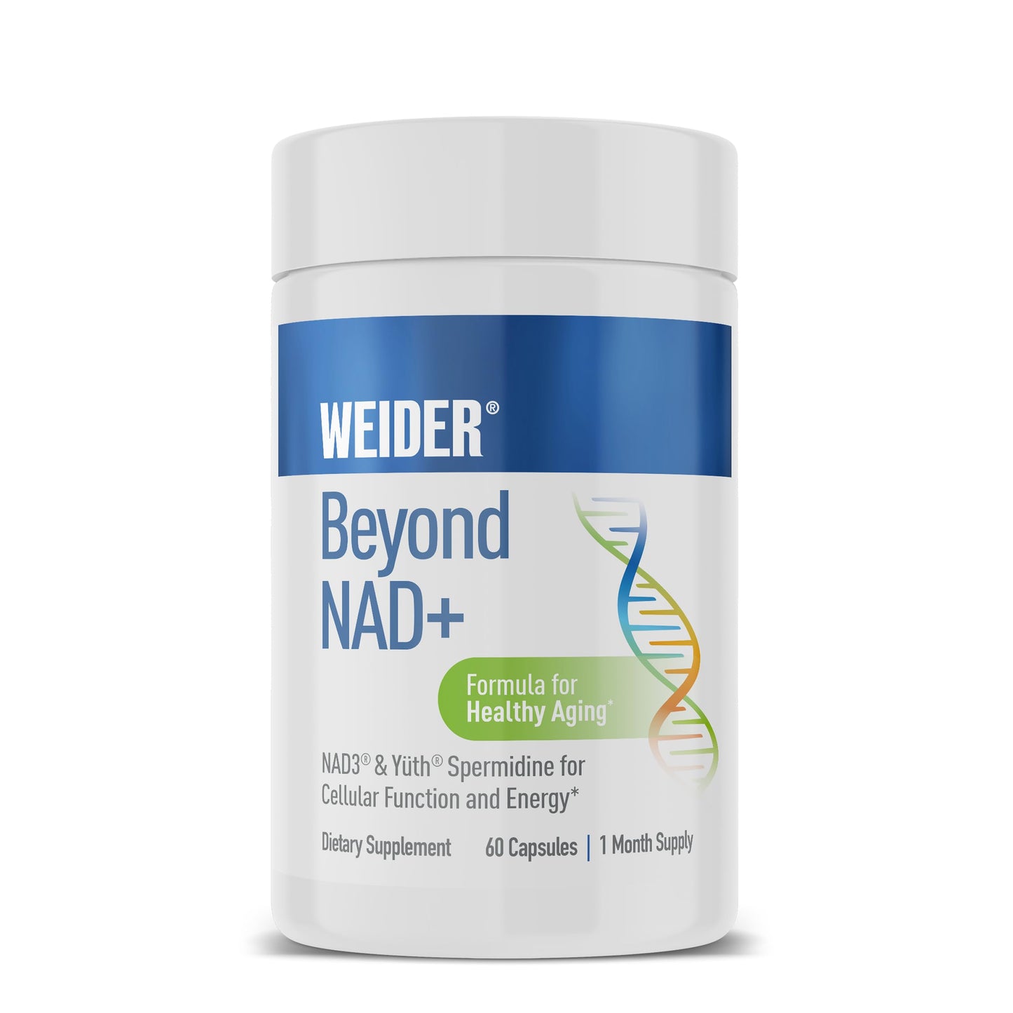 Weider NAD+ Boost Capsule 120 Count - Cellular Energy & Mitochondrial Support Formula with NAD3, Vitamin B3 & B12, Daily Longevity & Wellness Support
