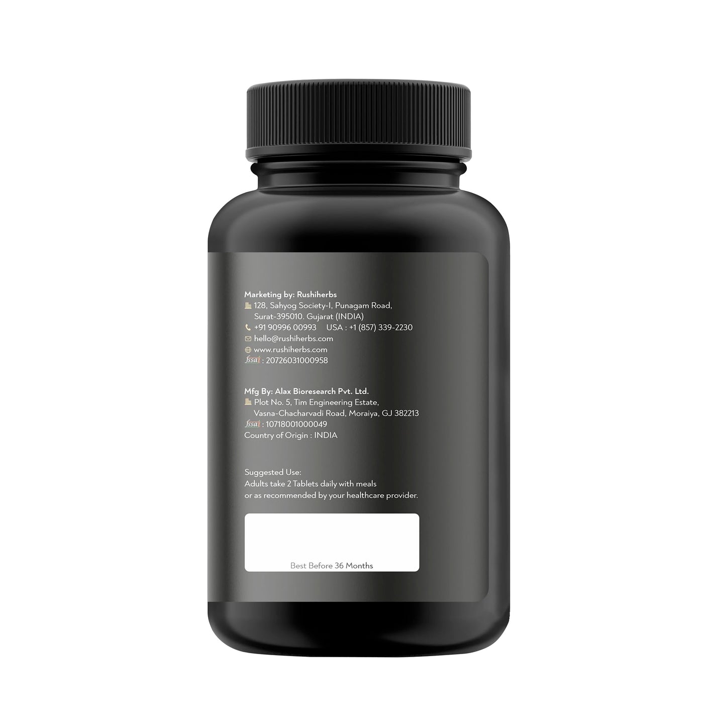 RUSHIHERBS Activated Charcoal 500 mg Capsule, 1 Count