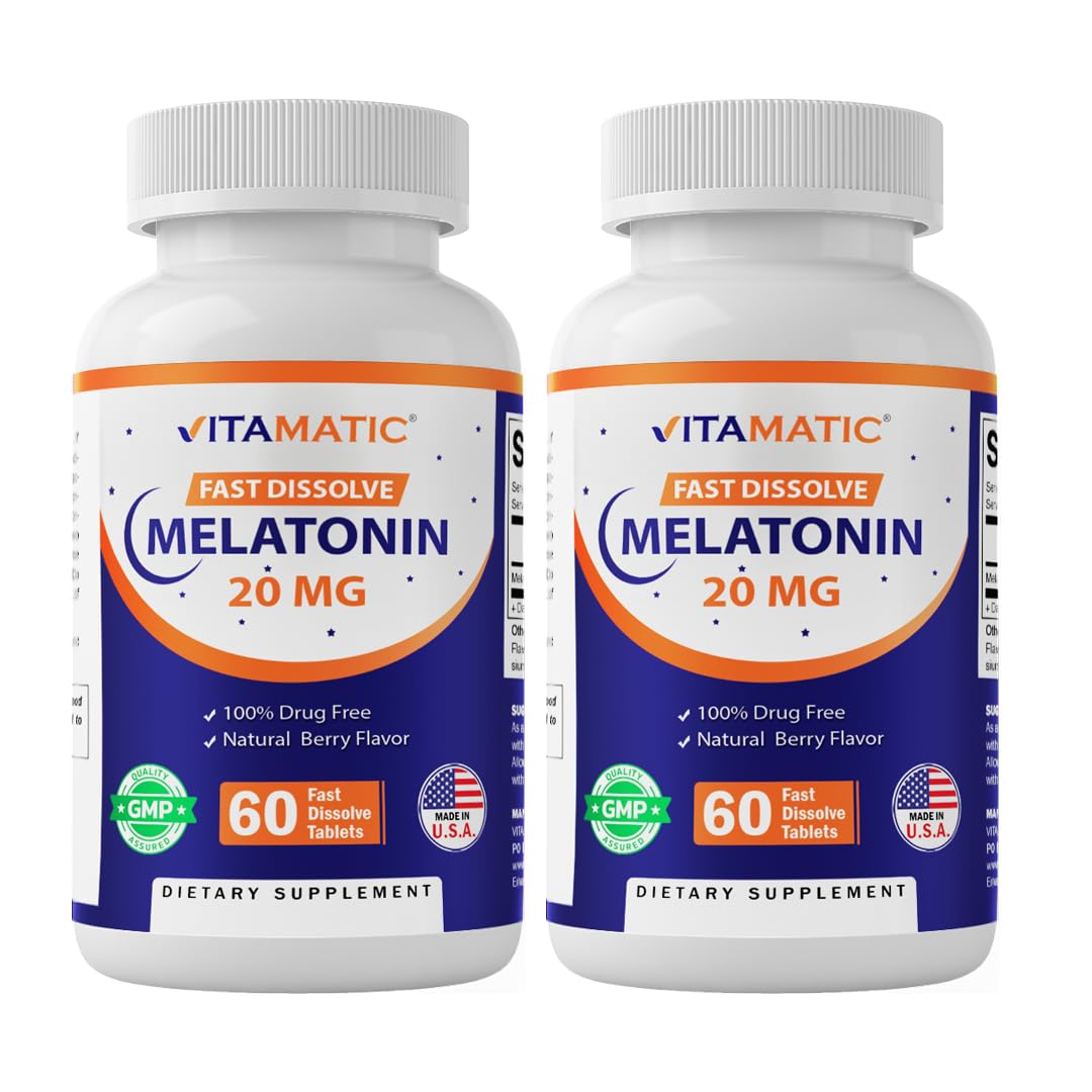 Vitamatic Melatonin 20 mg Fast Dissolve Tablets, 60 Tablets, 2 Pack