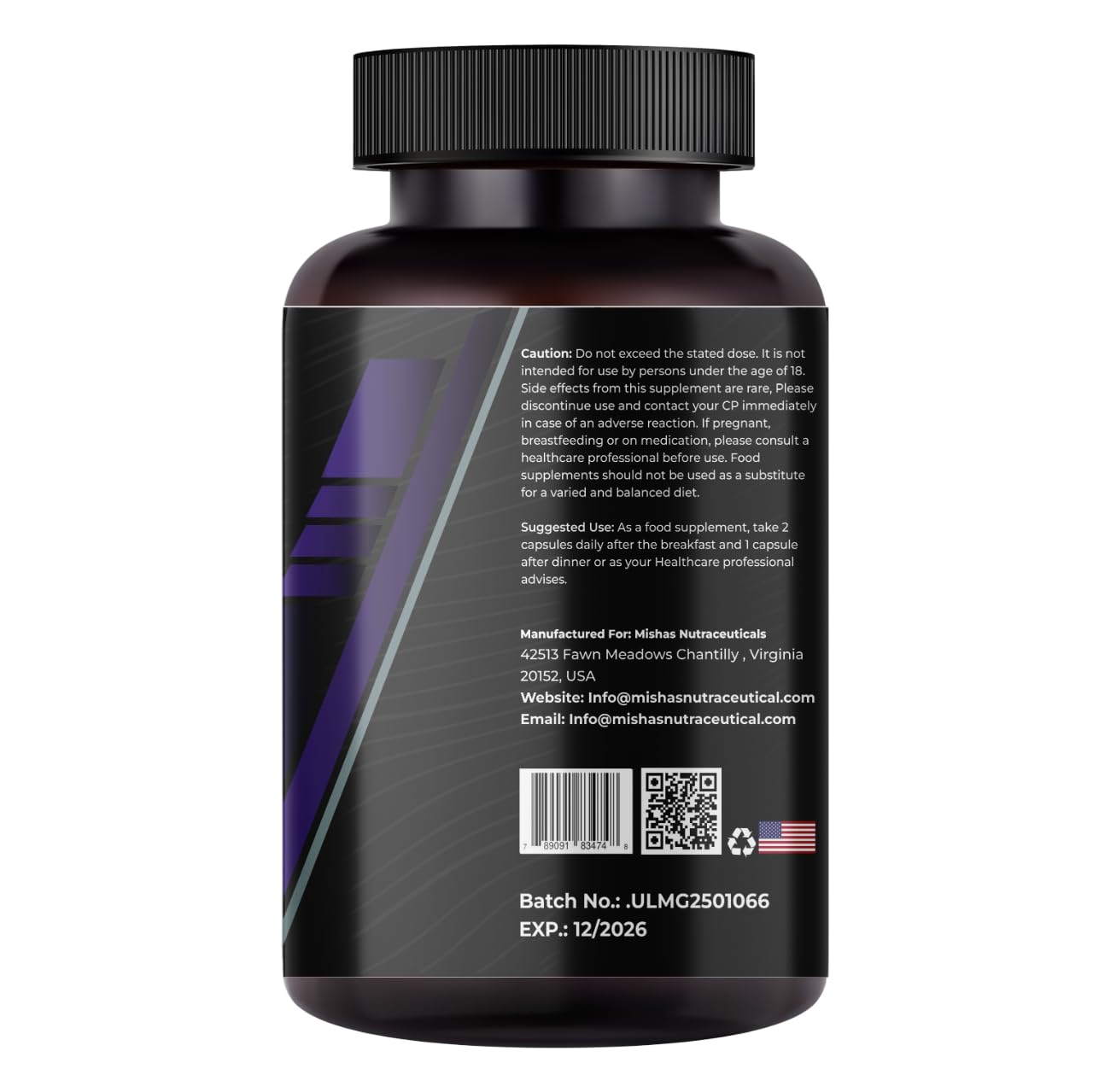 Mishas Magnesium Glycinate, Malate & Citrate Capsules, 90 Count