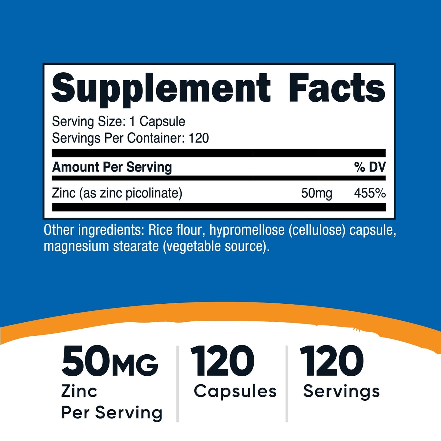 Nutricost Zinc Picolinate 50mg, 120 Vegetarian Capsules