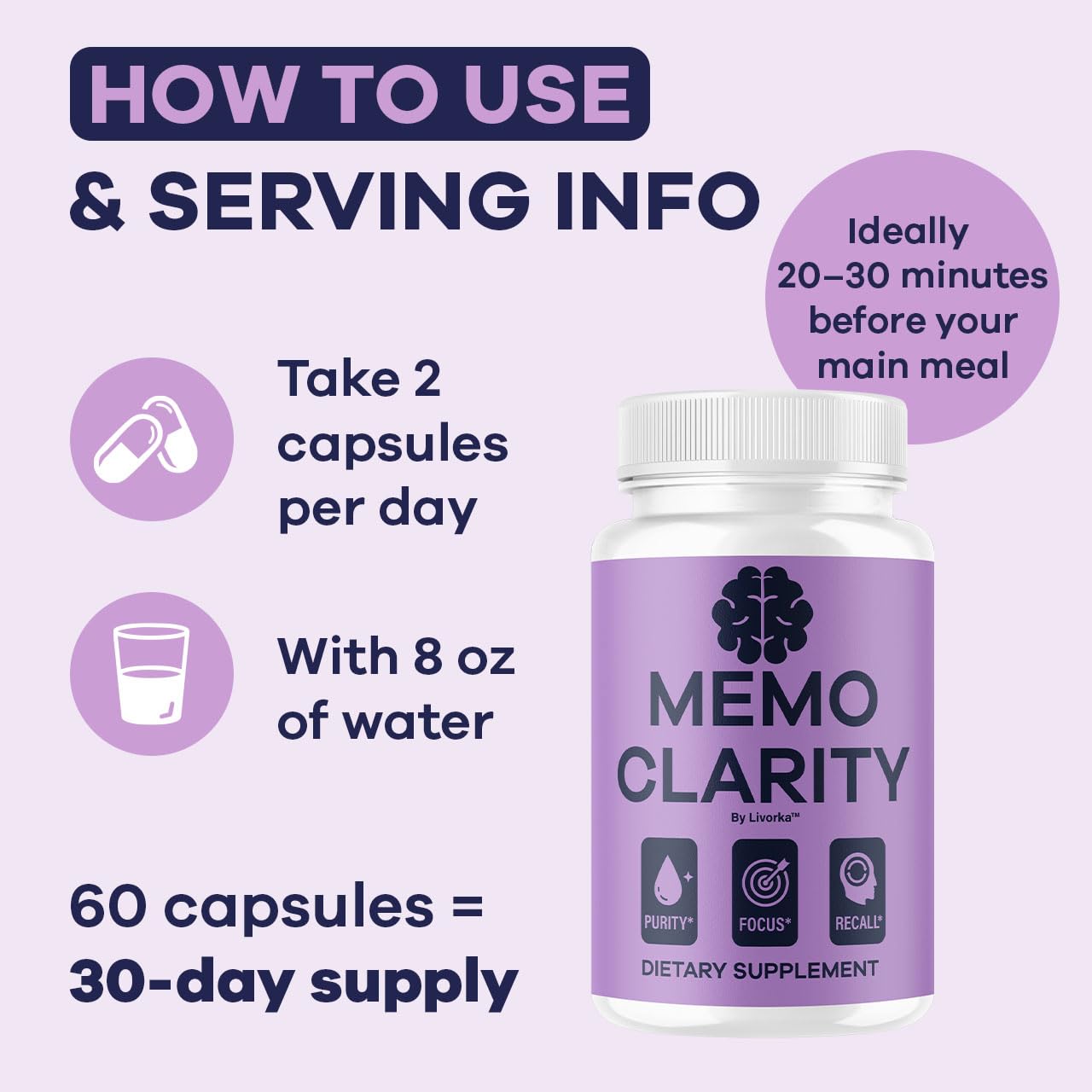 LIVORKA Memo Clarity Capsules, 300 Capsules