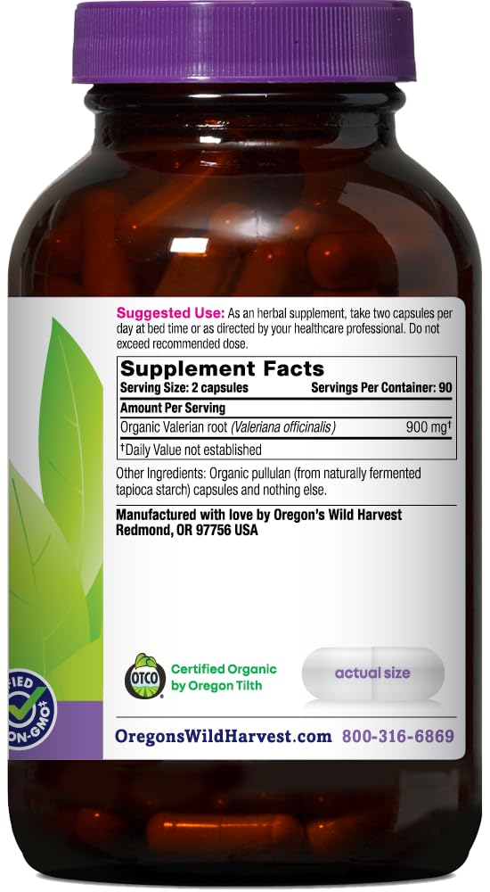 Oregon's Wild Harvest Valerian Capsules 180 Count