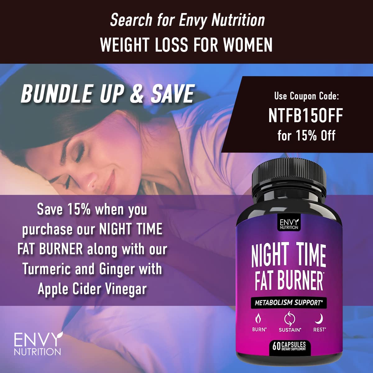 Envy Nutrition Turmeric & Ginger Supplement Capsules with Apple Cider Vinegar, 60 Capsules