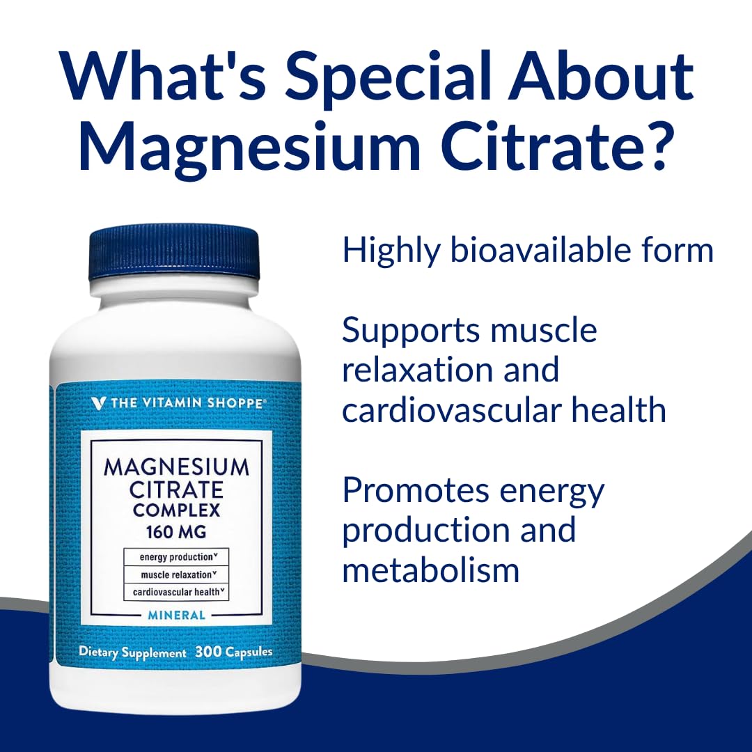 The Vitamin Shoppe Magnesium Citrate 160 mg Capsules 300 Count