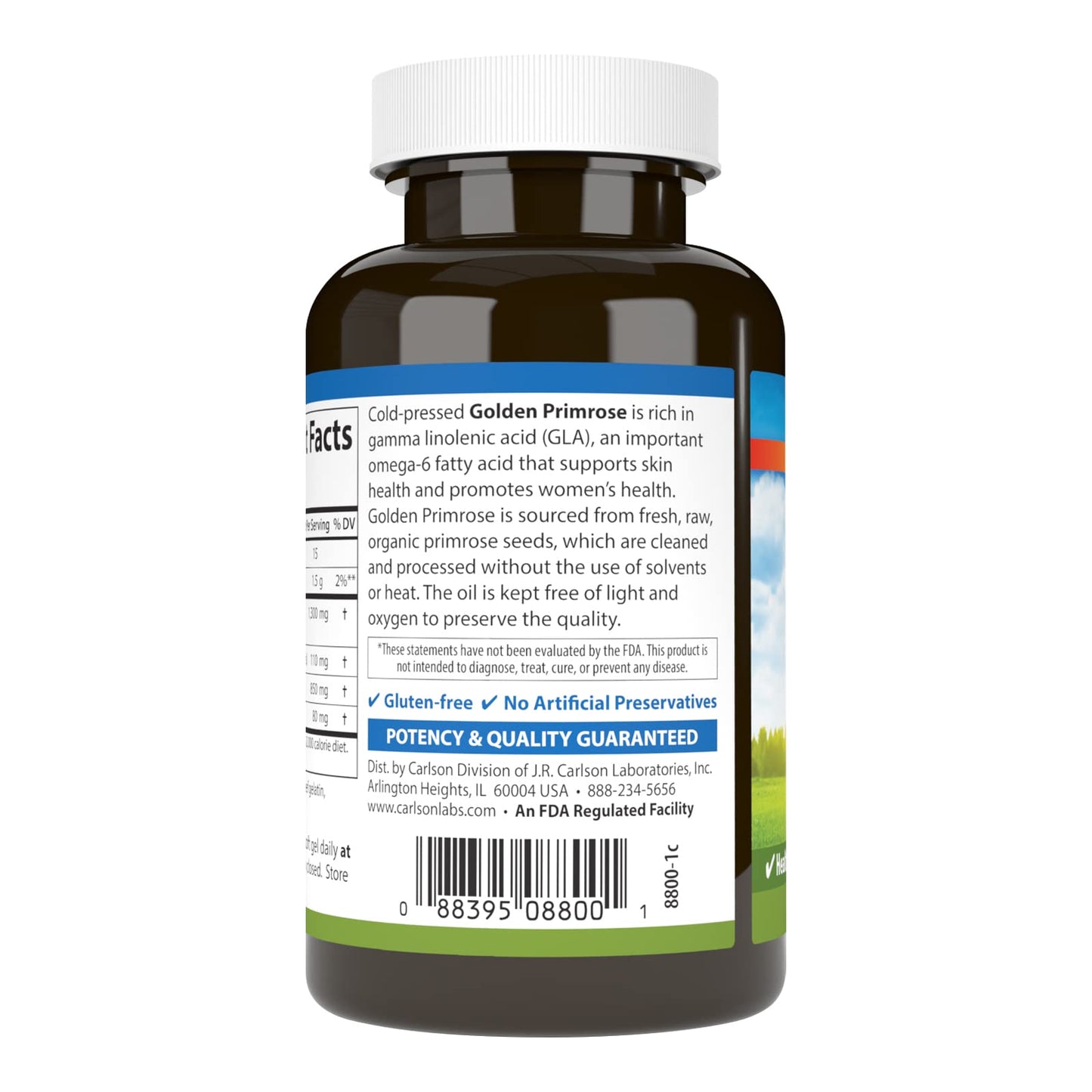 Carlson Golden Primrose Evening Primrose Oil Softgels, 1300 mg, 50 Count