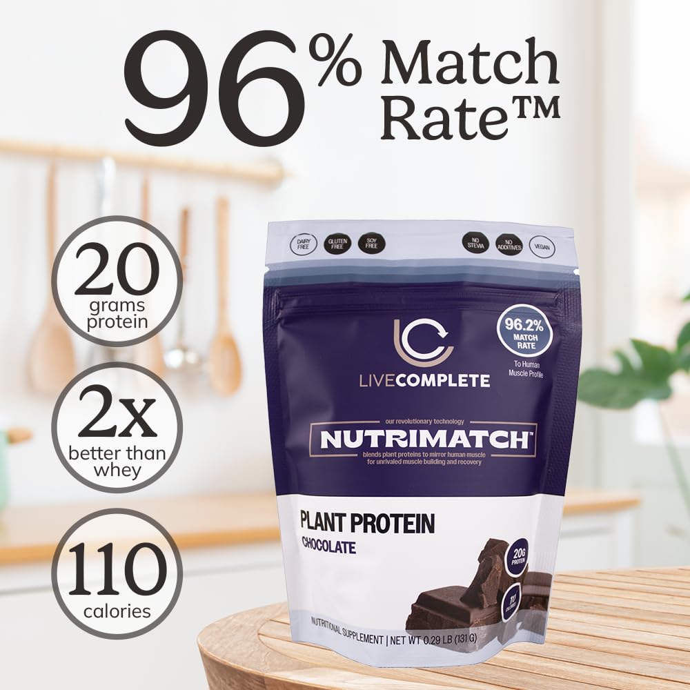 LiveComplete NutriMatch Plant Protein Powder – Chocolate, 4.9 oz