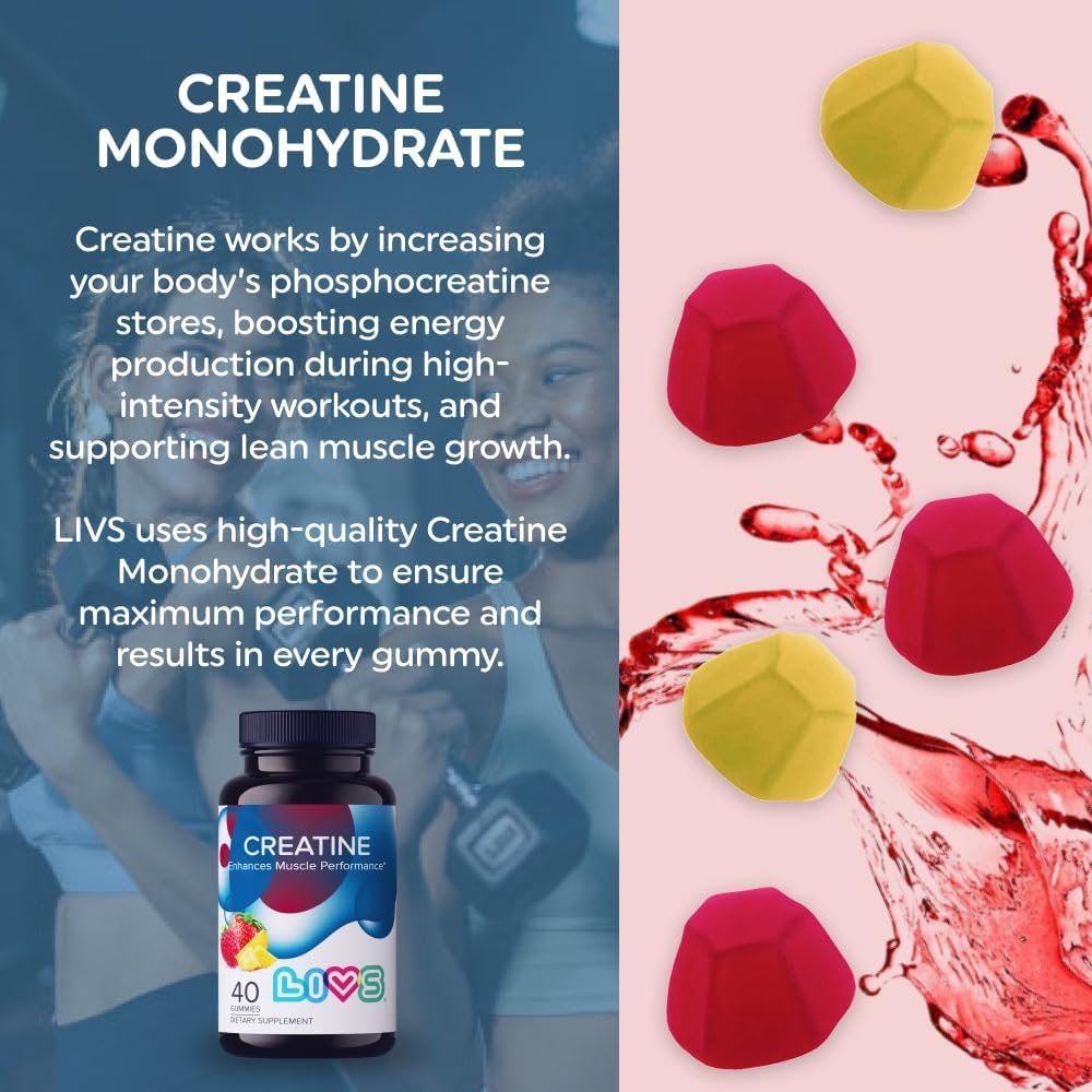 LIVS Creatine Monohydrate Gummies 80 Count