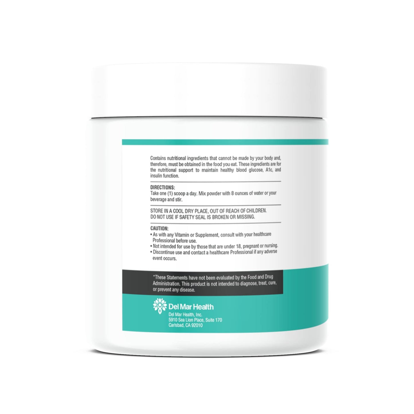 Del Mar Health Max-LyZinC L-Lysine 1100 mg + Zinc 6 mg + Vitamin C 100 mg - 3-in-1 Supplement for Maintaining Blood Sugar Already in The Healthy Range - Powder, 4.55 oz
