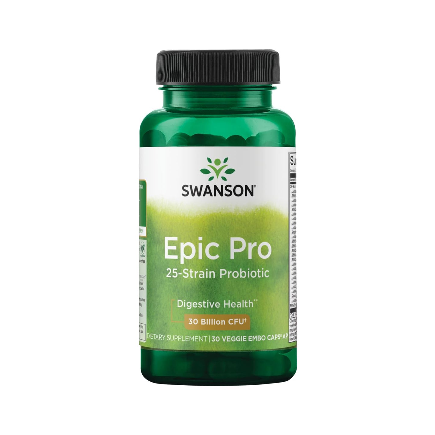 Swanson Epic-Pro 25-Strain Probiotic with Prebiotic FOS Capsules, 60 Count