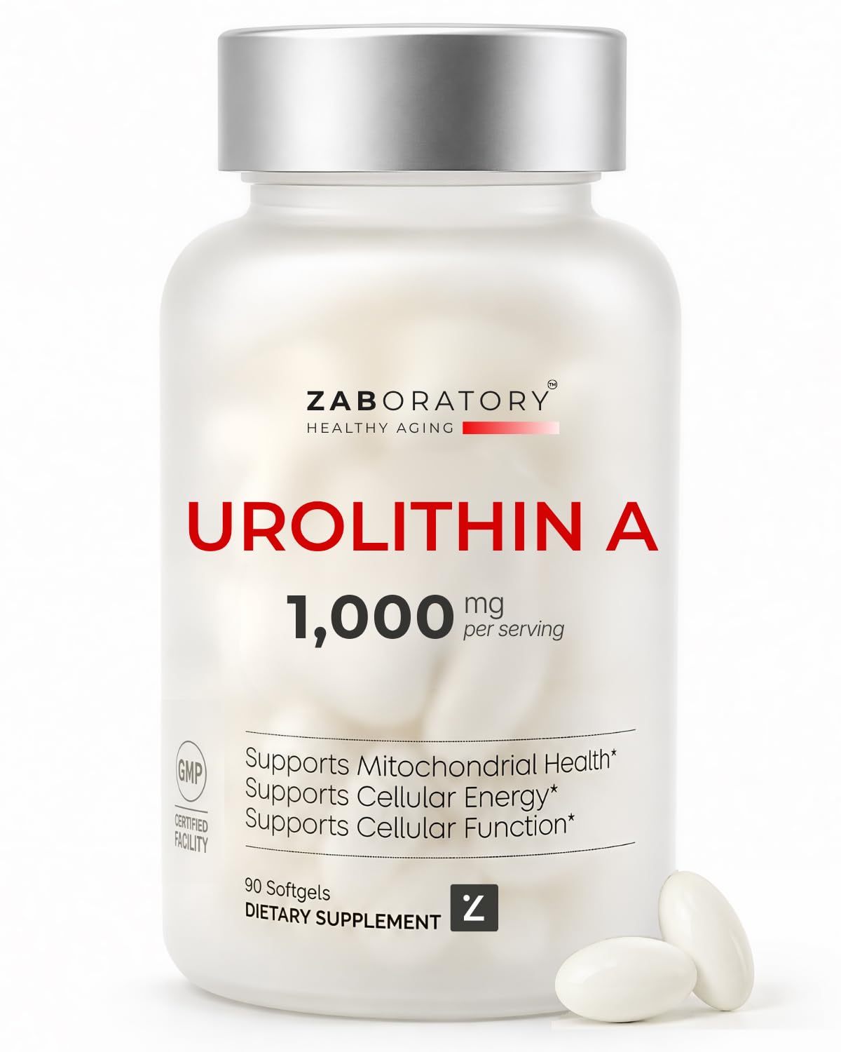 ZAB Urolithin A Supplement 1000mg Per Serving Softgels, 90 Count