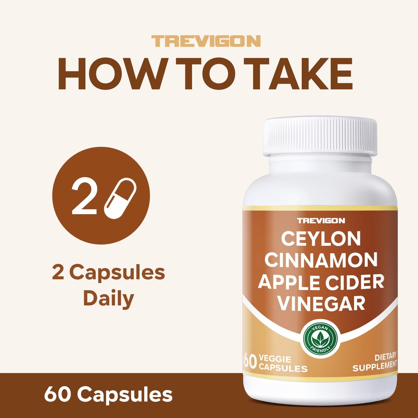 Generic Ceylon Cinnamon Capsules 2355mg, Apple Cider Vinegar with Turmeric Panax Ginseng Cinnamon Supplements, 60 Count