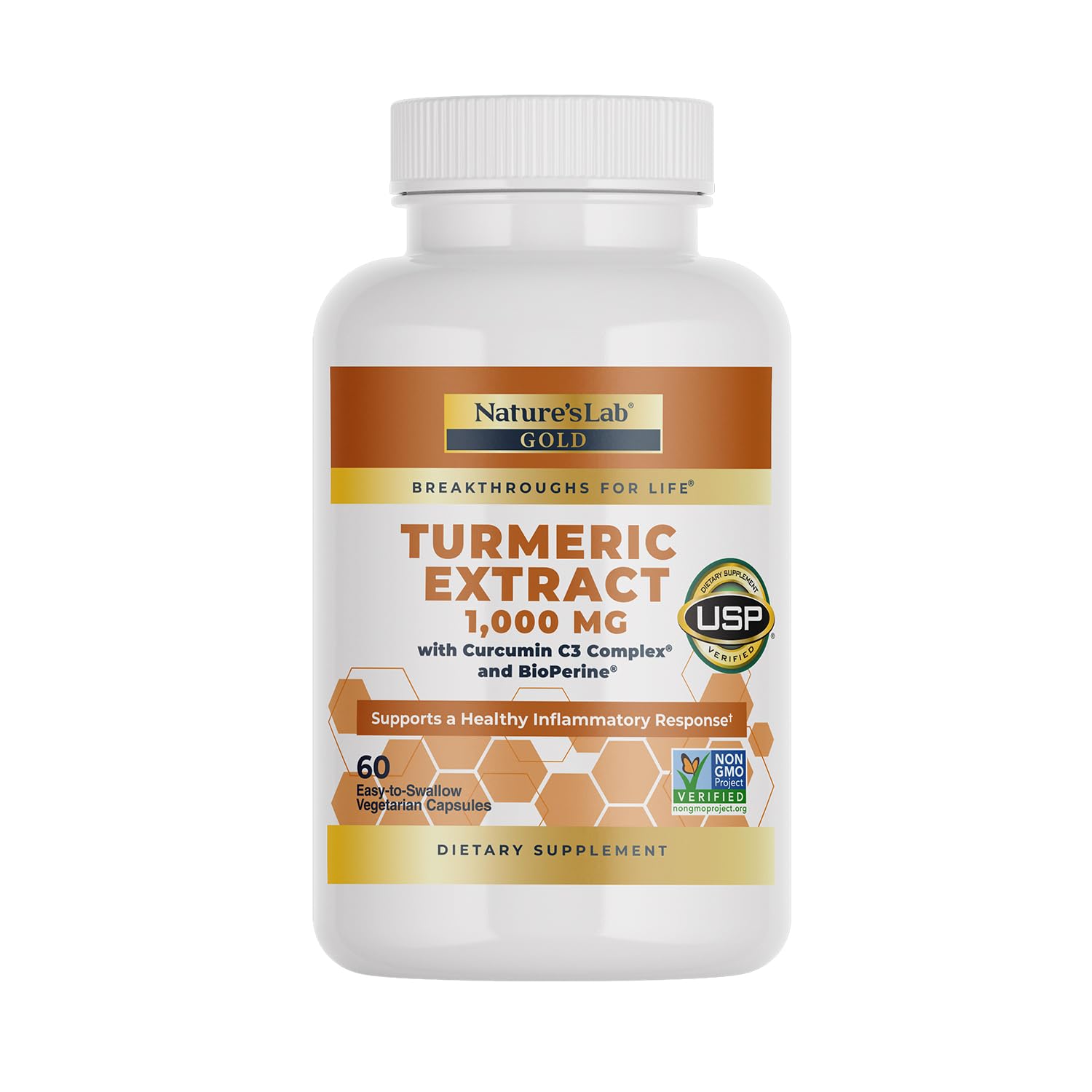 Nature's Lab Turmeric Extract with Curcumin C3 & BioPerine 1000mg Capsules, 60 Count