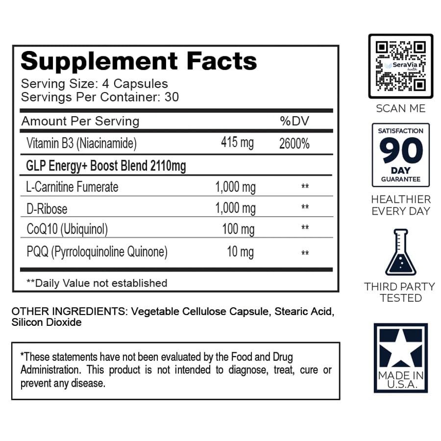SeraVia Health GLP Energy+ Boost 120 Capsules