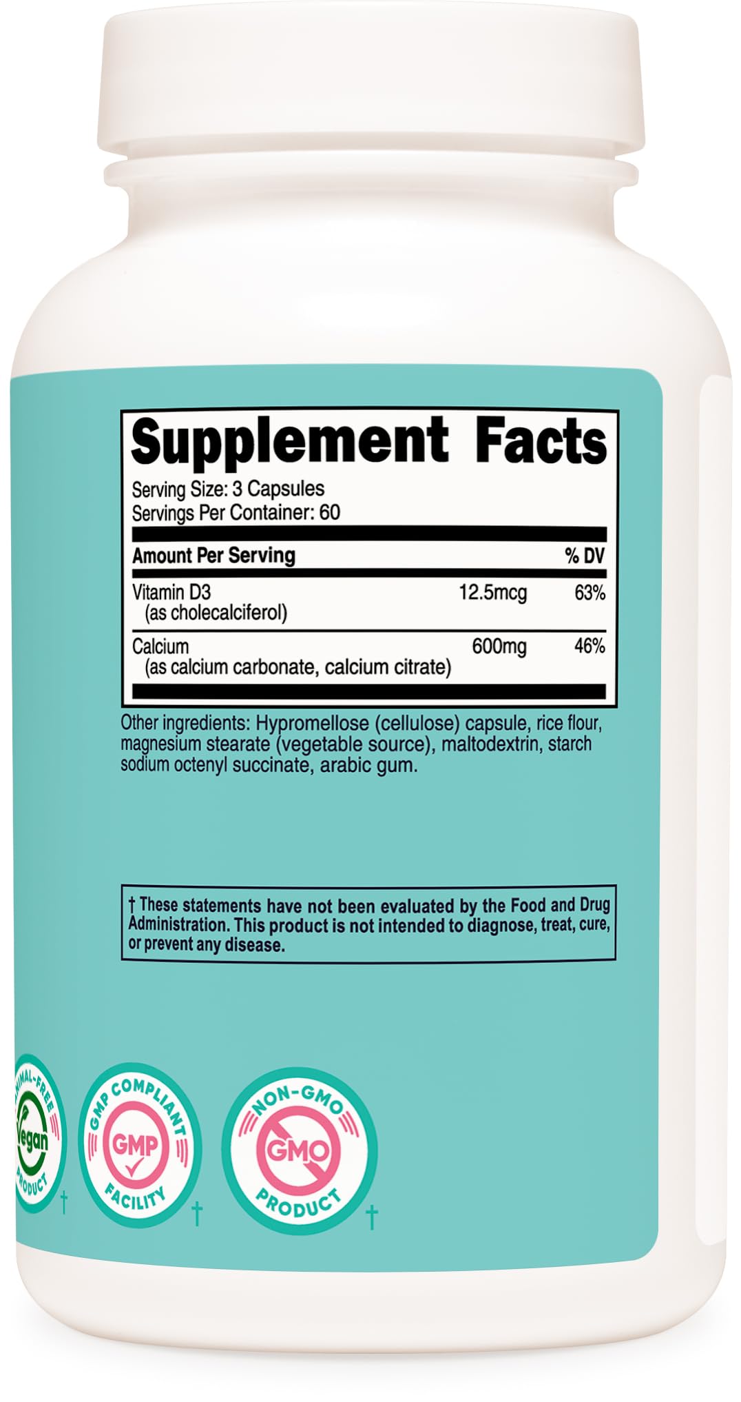 Nutricost Calcium (600mg) + Vitamin D3 (12.5mcg) for Women, 180 Capsules