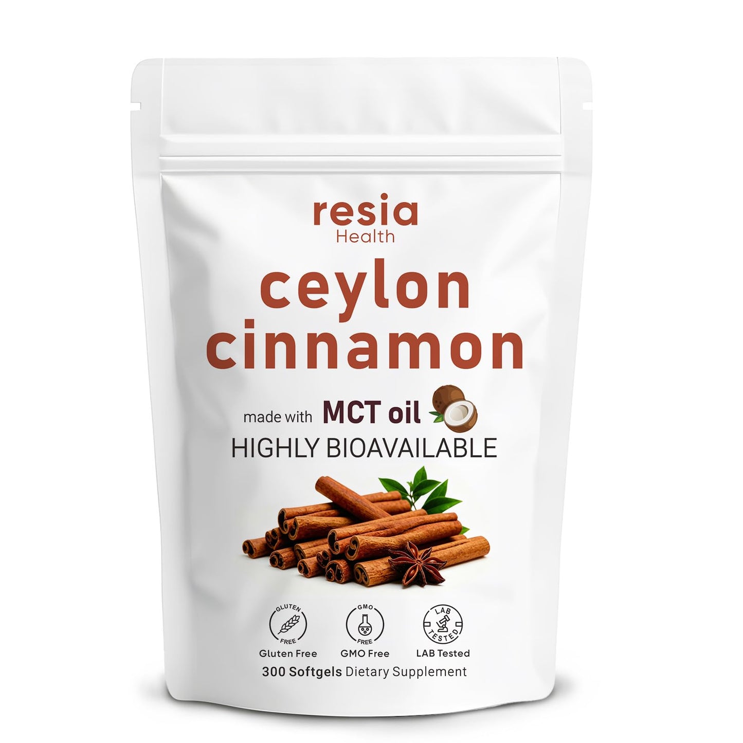 Resia Health Ceylon Cinnamon with MCT Oil Softgels, 1 Count
