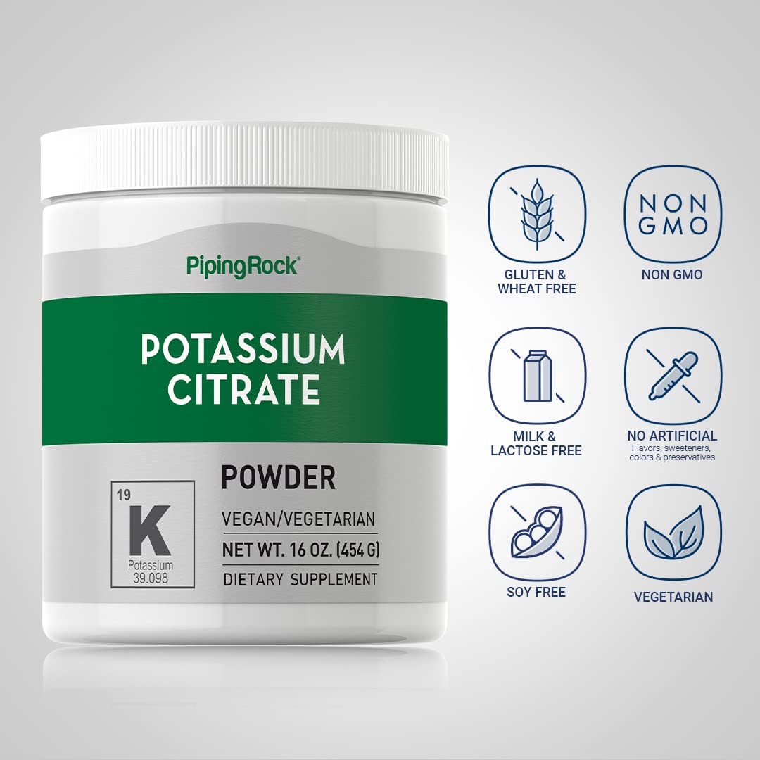 Piping Rock Potassium Citrate Powder Supplement, 16 Ounce