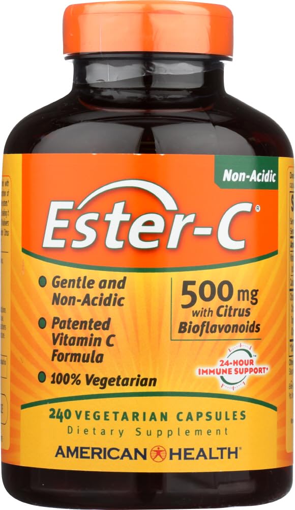 American Health Ester-C 500 with Citrus Bioflavonoids, Vegetarian Capsules, 240 Capsules