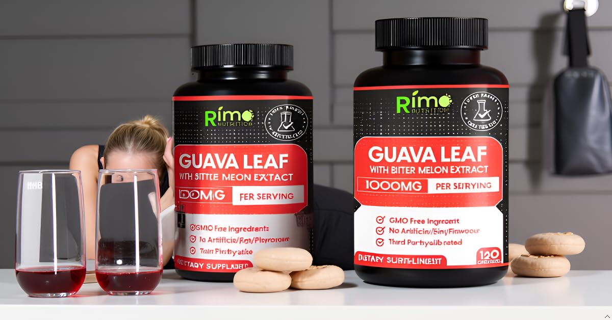 Rimo Nutrition Guava Leaf Extract with Bitter Melon 1000 mg Per Serving Capsules, 120 Count