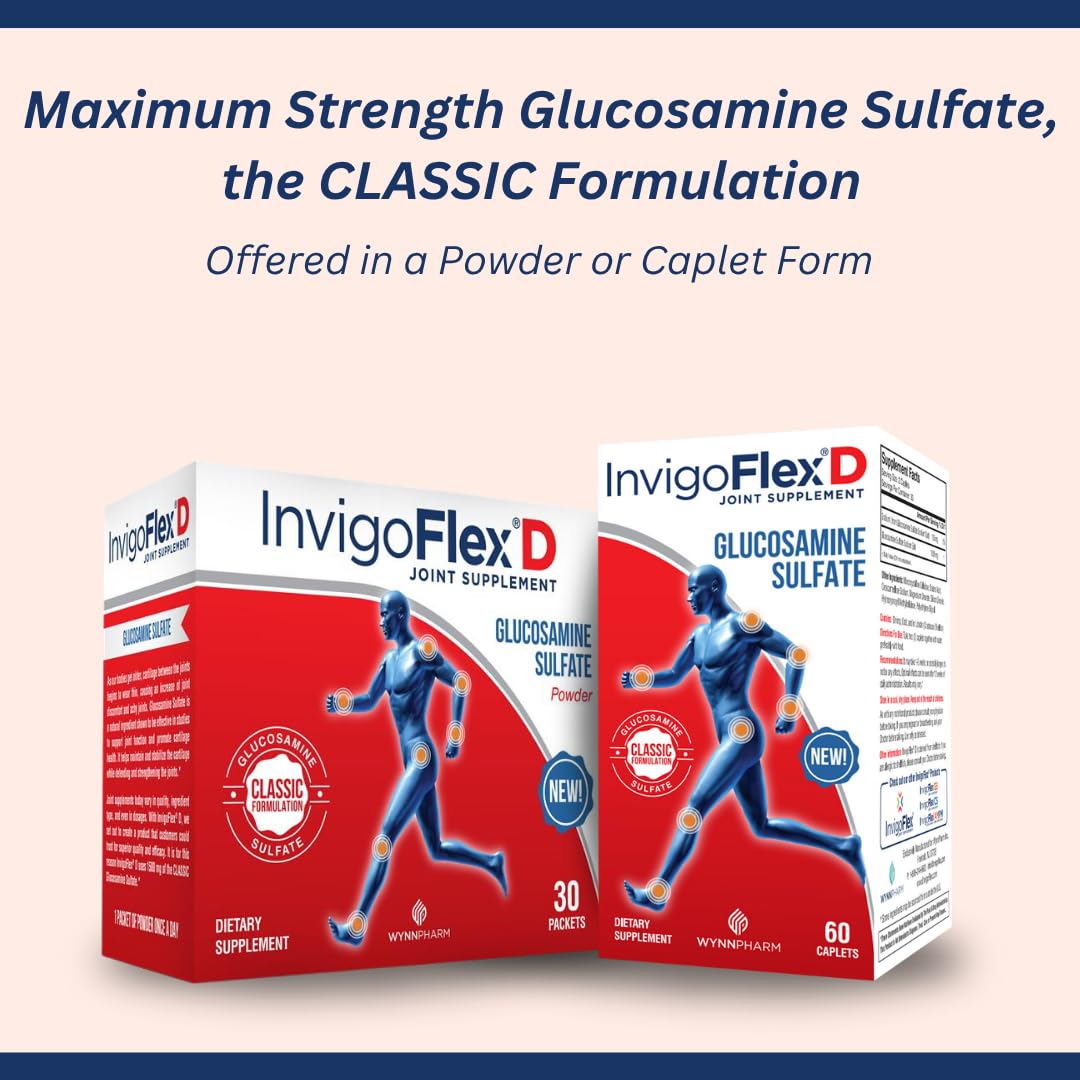 INVIGOFLEX Glucosamine Sulfate Powder 1500mg, 60 Packets