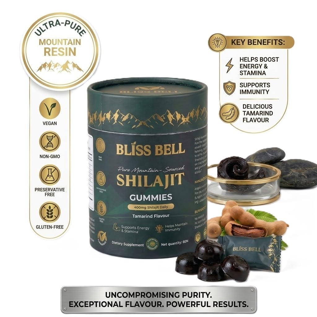 BLISS BELL Pure Himalayan Shilajit Gummies 60 Count
