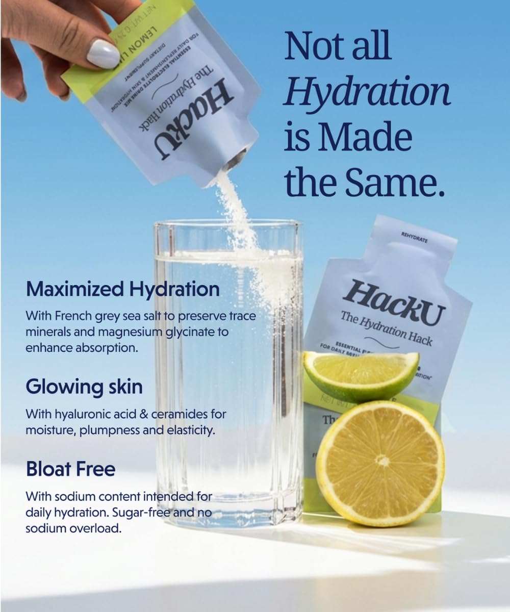 HackU Sugar-Free Electrolyte Packets Powder Pack of 10