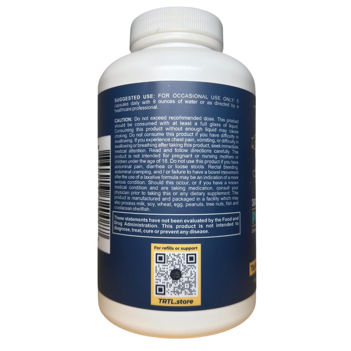 TRTL Supplements Psyllium Husk Capsules 300 Count