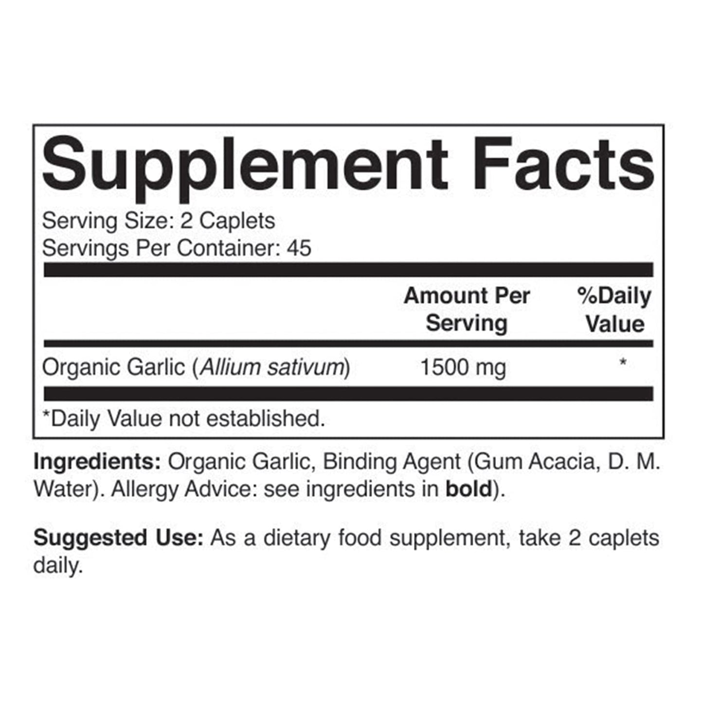 Brieofood Organic Garlic 1500mg Tablets 180