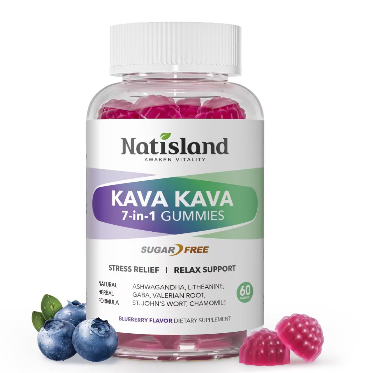 NATISLAND Kava Kava Gummies 60 Count