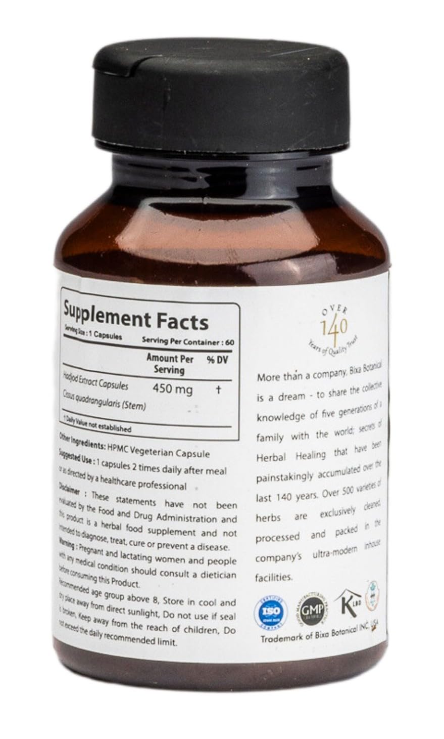 bixa BOTANICAL Cissus Extract 60 Capsules