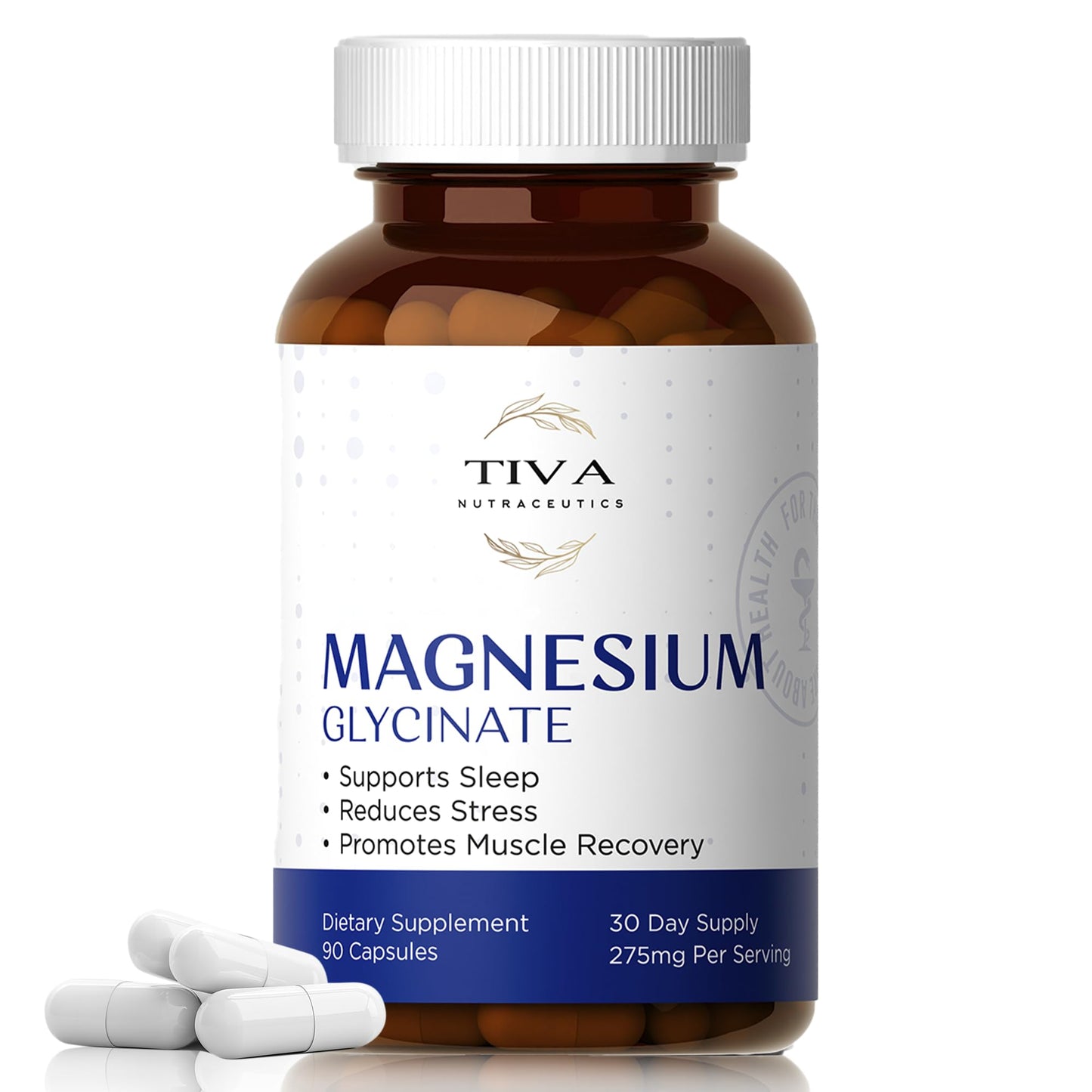 TIVA Nutraceutics Magnesium Glycinate Capsules, 90 Count