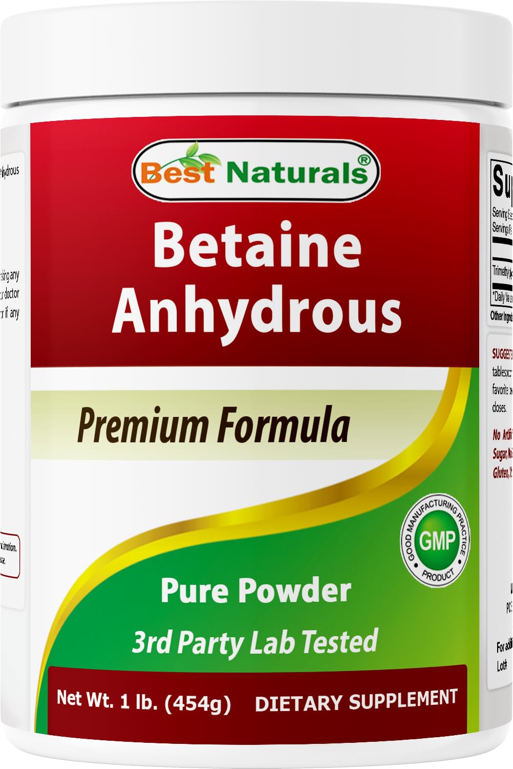 Best Naturals Betaine Anhydrous Trimethylglycine (TMG) Pure Powder 16 oz