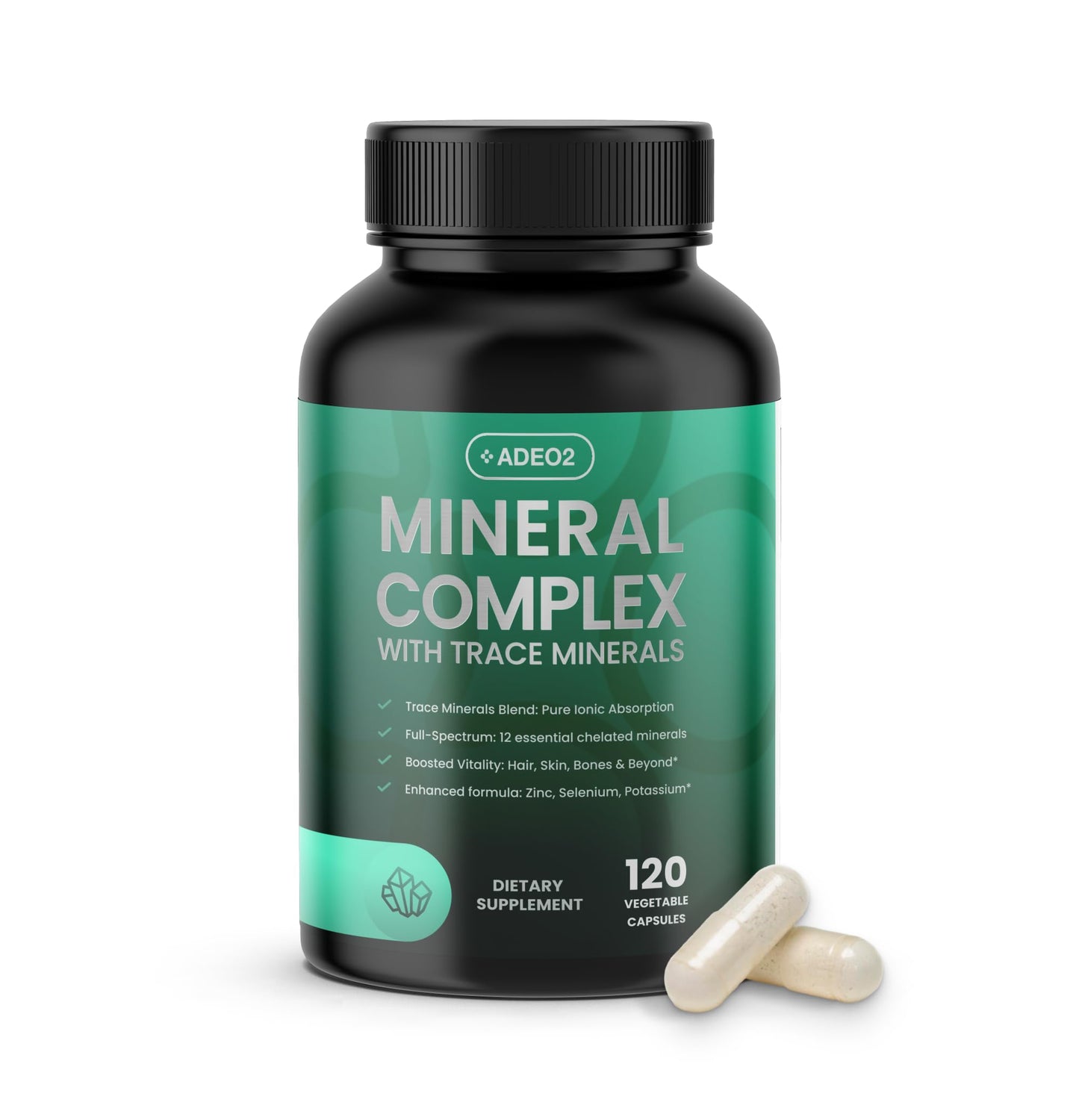 ADEO2 Premium Blend of 52 Trace Minerals Complex with Essential Minerals in Chelated Form Capsule 120 Count