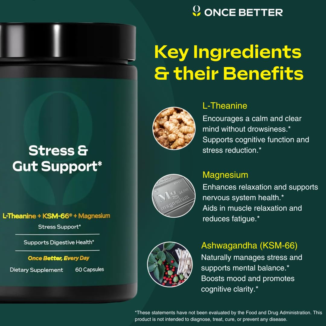 Once Better Stress & Gut Support Supplement Capsule 60 Count