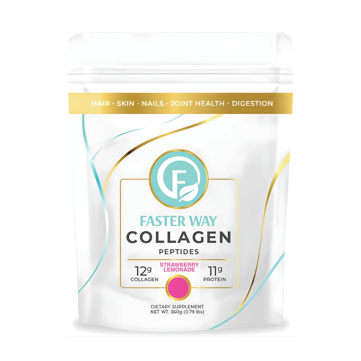 FASTer Way to Fat Loss Collagen Peptides Powder Strawberry Lemonade 13 Ounce