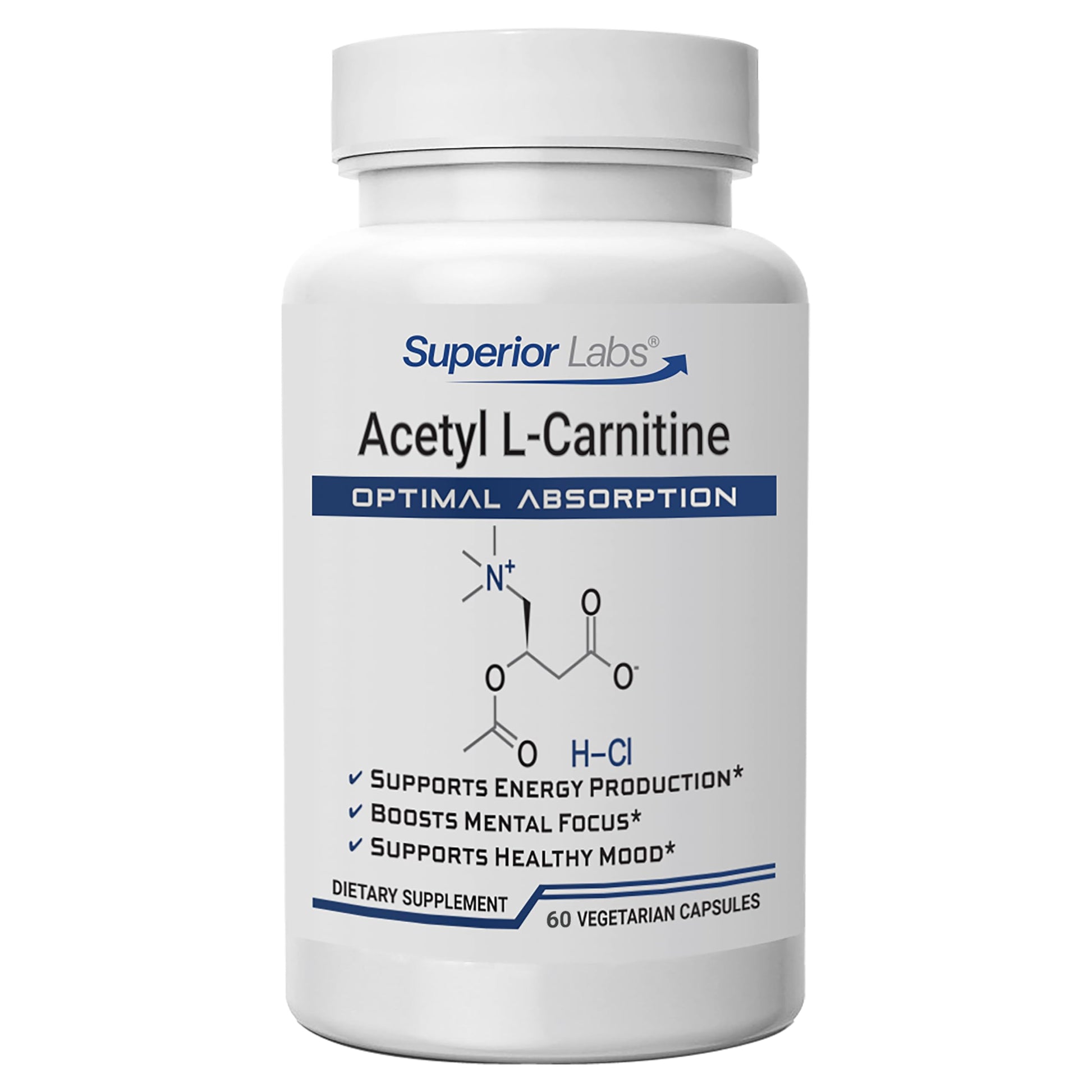 Superior Labs Acetyl L-Carnitine 500 mg Capsules, 60 Veg Caps