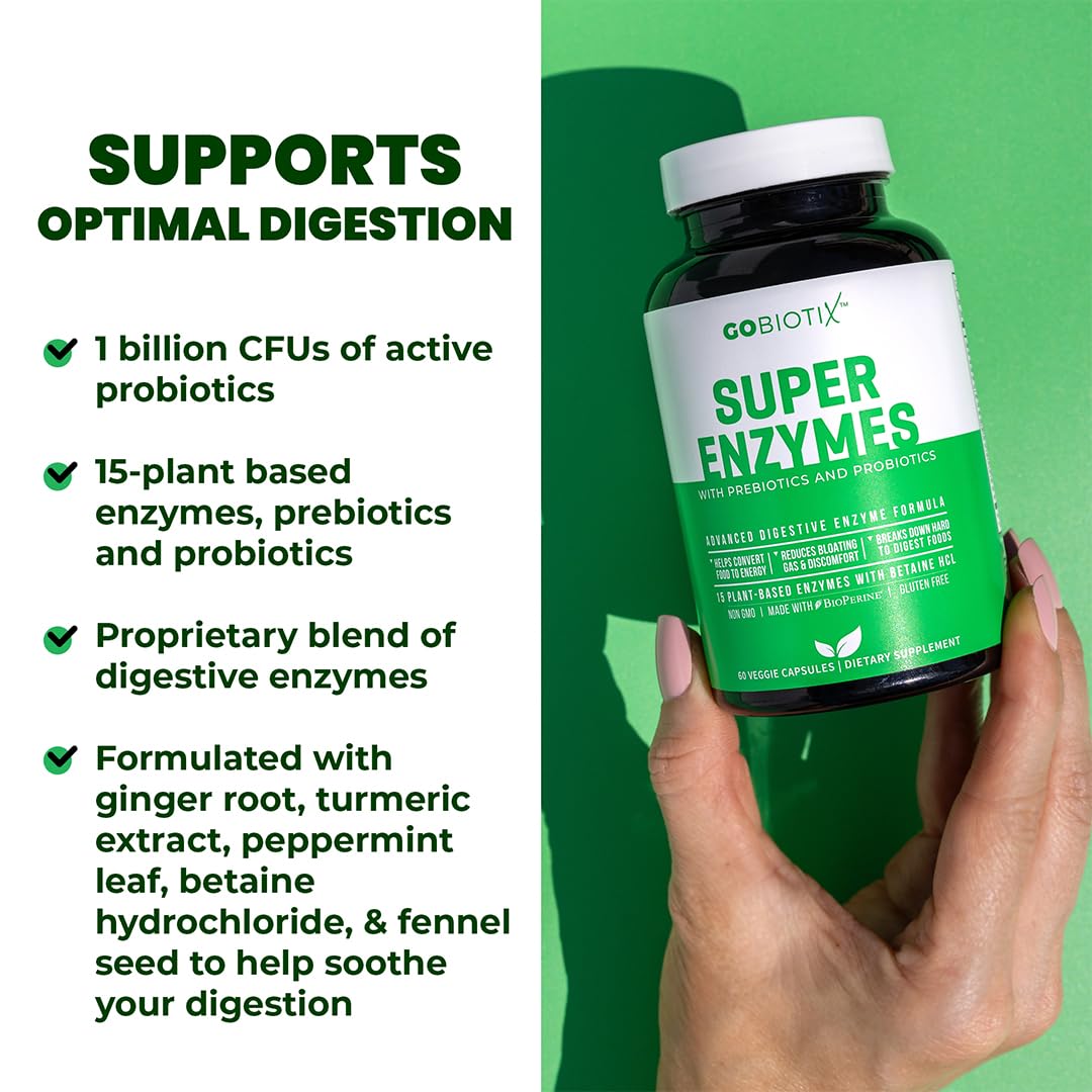 GOBIOTIX GoBiotix Digestive Enzymes Supplement with Prebiotics and Probiotics, 60 Capsules