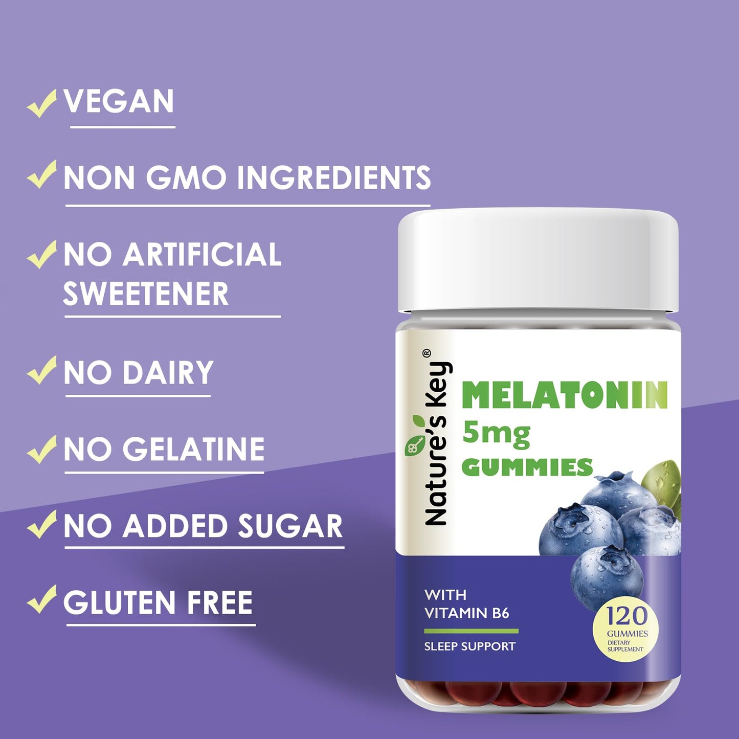 Nature's Key Melatonin Gummies for Kids & Adults 120 Count