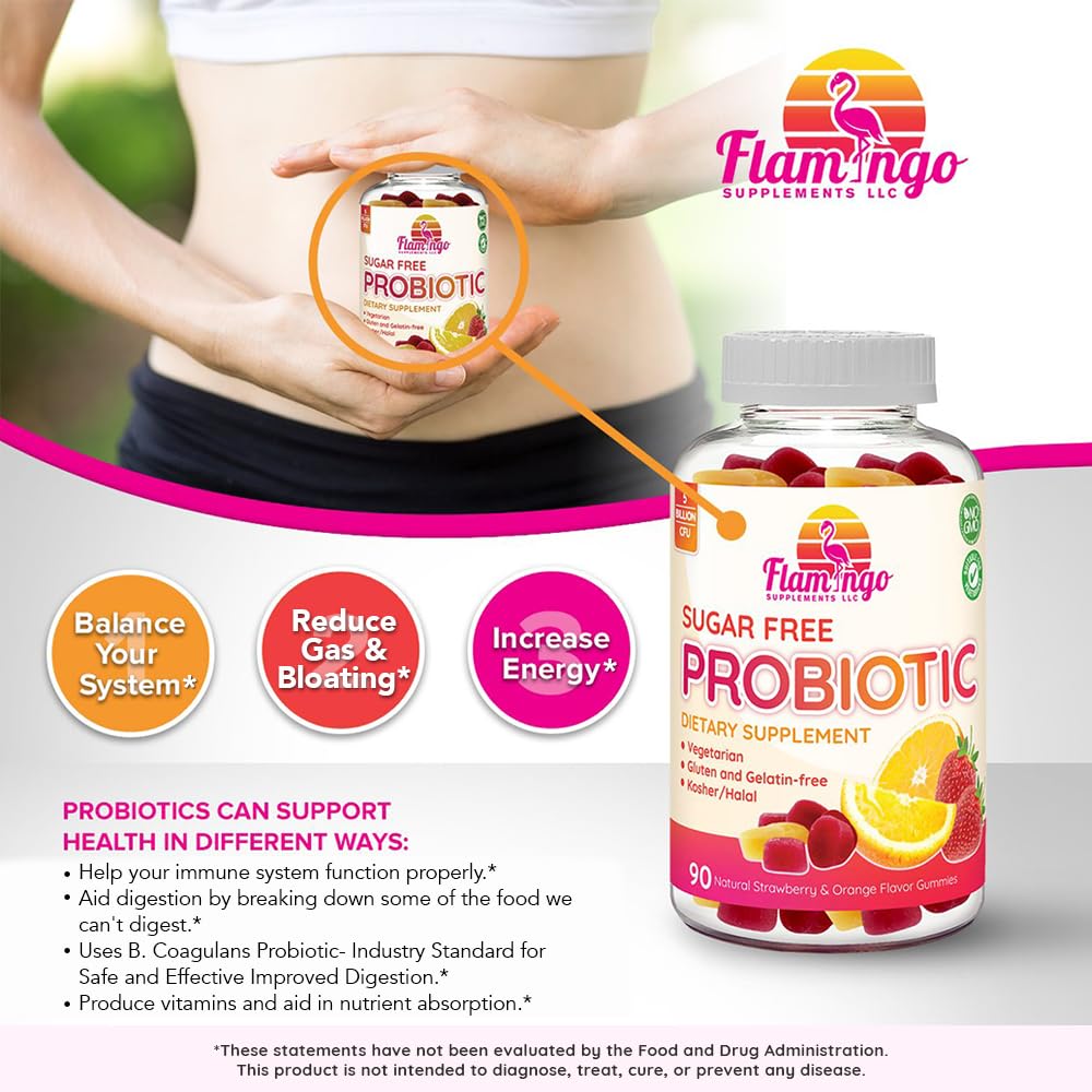 Flamingo Supplements Sugar-Free Probiotic Gummies Gummy 90 Count