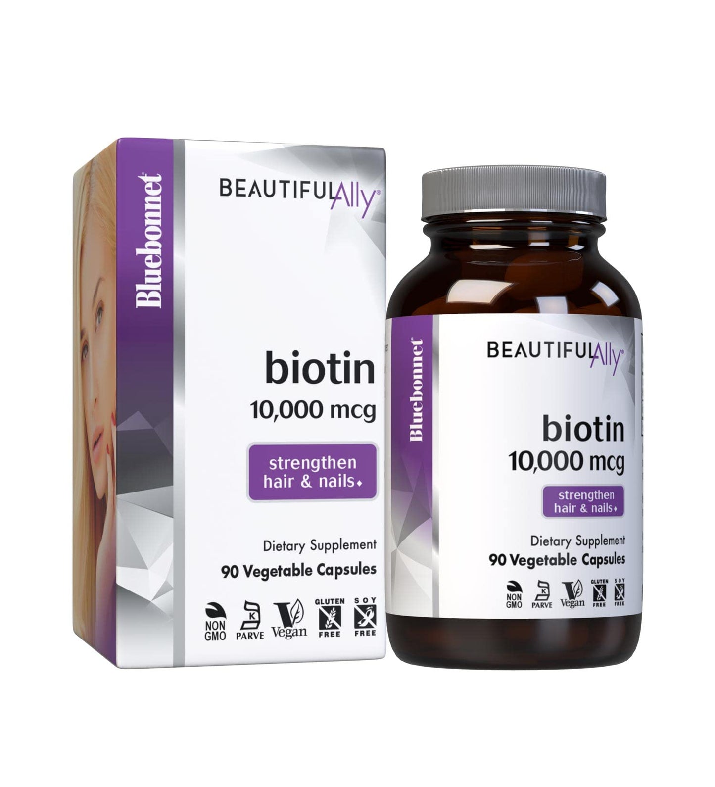 BlueBonnet Beautiful Ally Biotin 10,000 mcg Capsule, 90 Vegetable Capsules