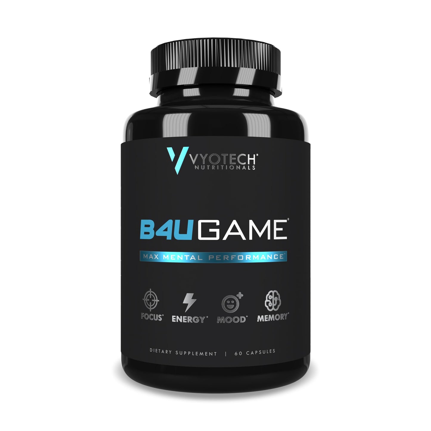 Vyotech Nutritionals B4UGAME Brain Booster Supplement, Max Mental Performance, Nootropic for Focus, Clarity, Memory, Mood, Energy & Concentration, DMAE, L-Tyrosine, Alpha-GPC, S7® Blend, 3rd Party Tested, 60 Capsules