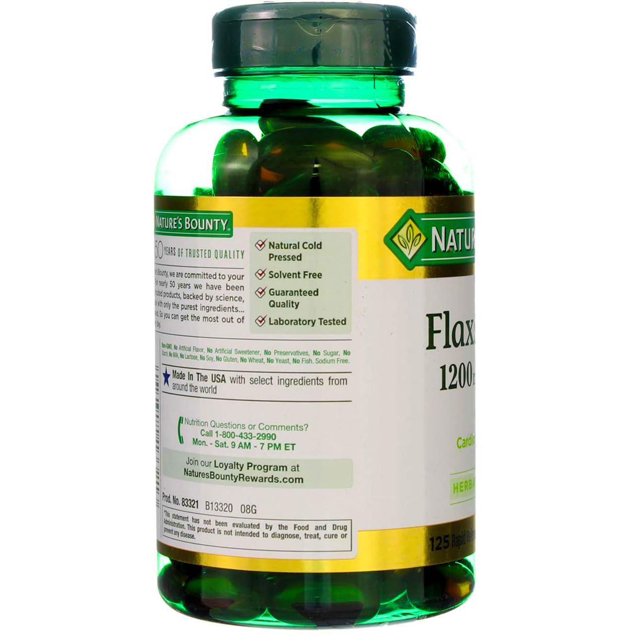 Nature's Bounty Flaxseed Oil 1200 mg Softgels, 375 Count