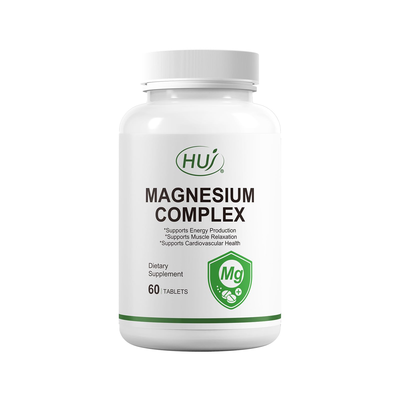 HUJ Magnesium Complex Supplement - Five Types of Magnesium - Supports Energy Production, Muscle Relaxation & Cardiovascular Health, 60 Tablets