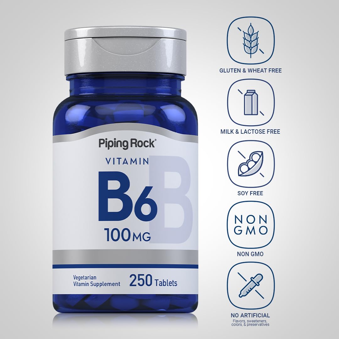 Piping Rock Vitamin B6 100mg Tablets, 250 Count