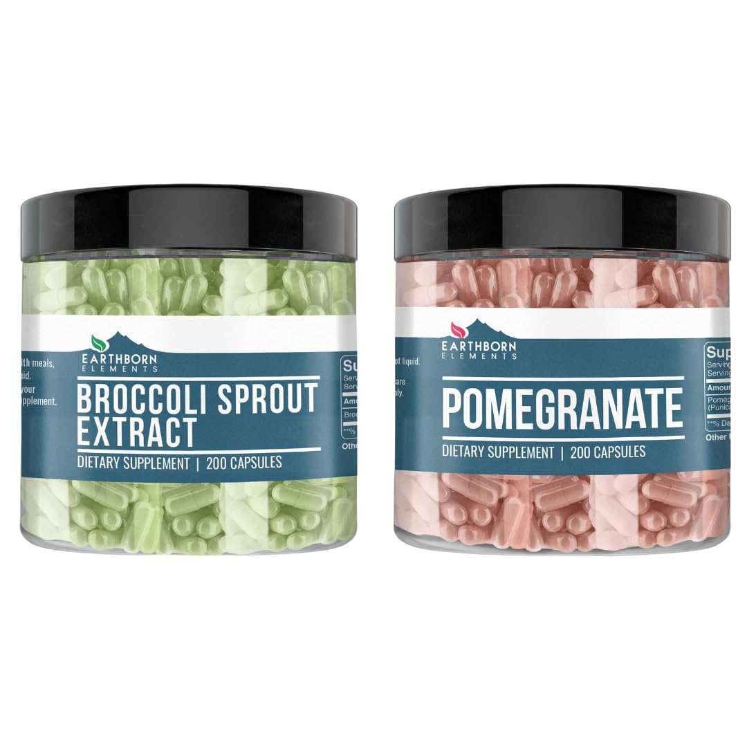 Earthborn Elements Broccoli Extract and Pomegranate Bundle, 2 x 200 Capsules