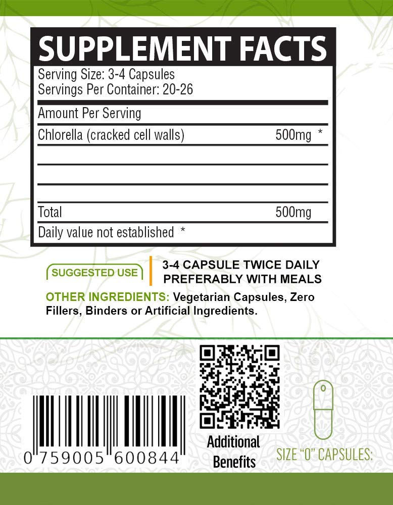 NutreeVit Pure Organic Chlorella Extract Capsules, 240 Count